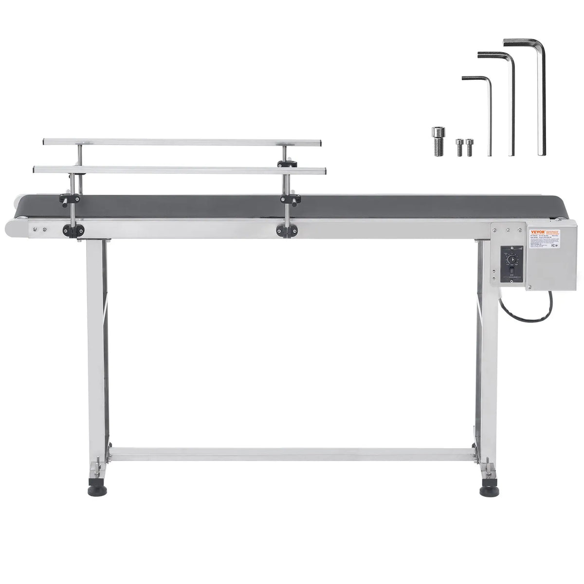 VEVOR Belt Conveyor with Variable Speed, 1500 × 400 mm Conveyor Table, Motorised Stainless Steel PVC Belt Conveyor for Marking and Ink Printing Equipment with Antistatic Belt and Dual Guard Rails