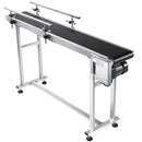 VEVOR lentes konveijers 150 × 20 cm ar regulējamu ātrumu, motorizēts nerūsējošā tērauda transportieris ar antistatisku PVC lenti un dubultām aizsargmalām marķēšanas darbiem
