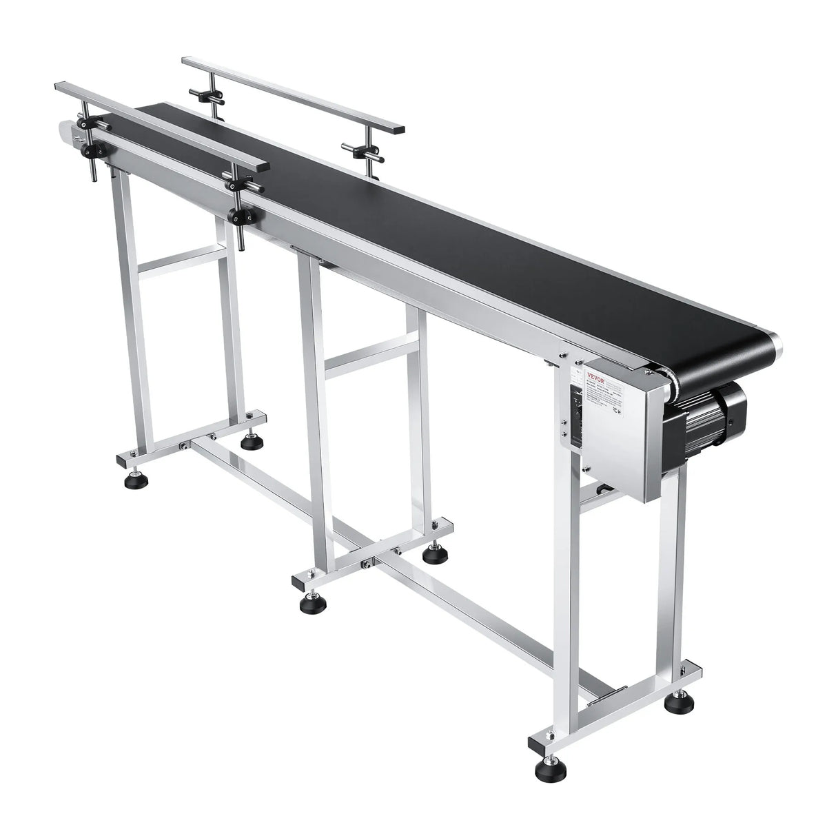 VEVOR Belt Conveyor with Variable Speed, 1800 × 200 mm Conveyor Table, Motorised Stainless Steel PVC Belt Conveyor for Marking and Ink Printing Equipment with Antistatic Belt and Dual Guard Rails