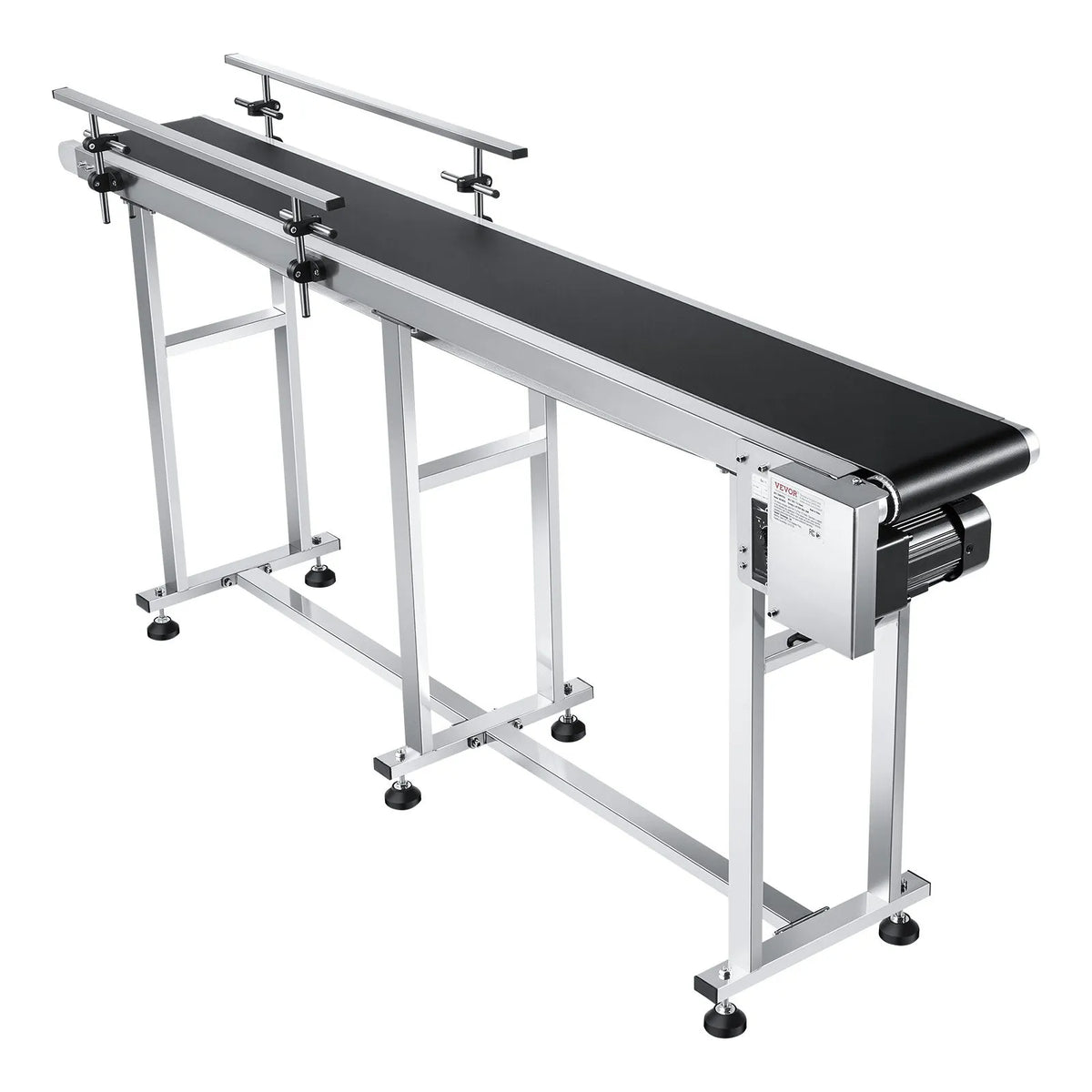 VEVOR Belt Conveyor with Variable Speed, 1800 × 200 mm Conveyor Table, Motorised Stainless Steel PVC Belt Conveyor for Marking and Ink Printing Equipment with Antistatic Belt and Dual Guard Rails