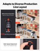 VEVOR lentes konveijers ar regulējamu ātrumu, 1800 × 200 mm konveijera galds, motorizēts nerūsējošā tērauda PVC lentes konveijers marķēšanas un tintes drukas iekārtām ar antistatisku lenti un dubultām aizsargmalām