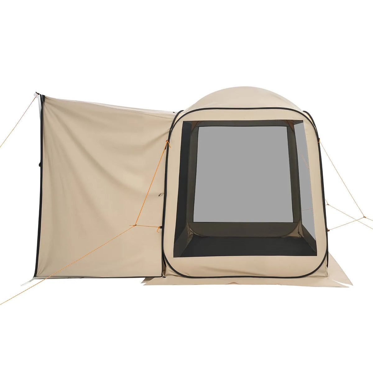 VEVOR sietveida lapene-telts SUV aizmugures durvīm, 183 × 183 × 220 cm, uznirstoša telts 4-6 personām, pārnēsājama nojume ar sieta sāniem un pārnēsāšanas somu, piemērota auto kempingam, dārzam un āra aktivitātēm, bēša
