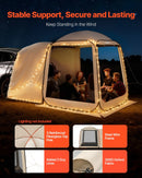 VEVOR sietveida lapene-telts SUV aizmugures durvīm, 183 × 183 × 220 cm, uznirstoša telts 4–6 personām, pārnēsājama nojume ar sieta sāniem un pārnēsāšanas somu, piemērota auto kempingam, dārzam un āra aktivitātēm, bēša