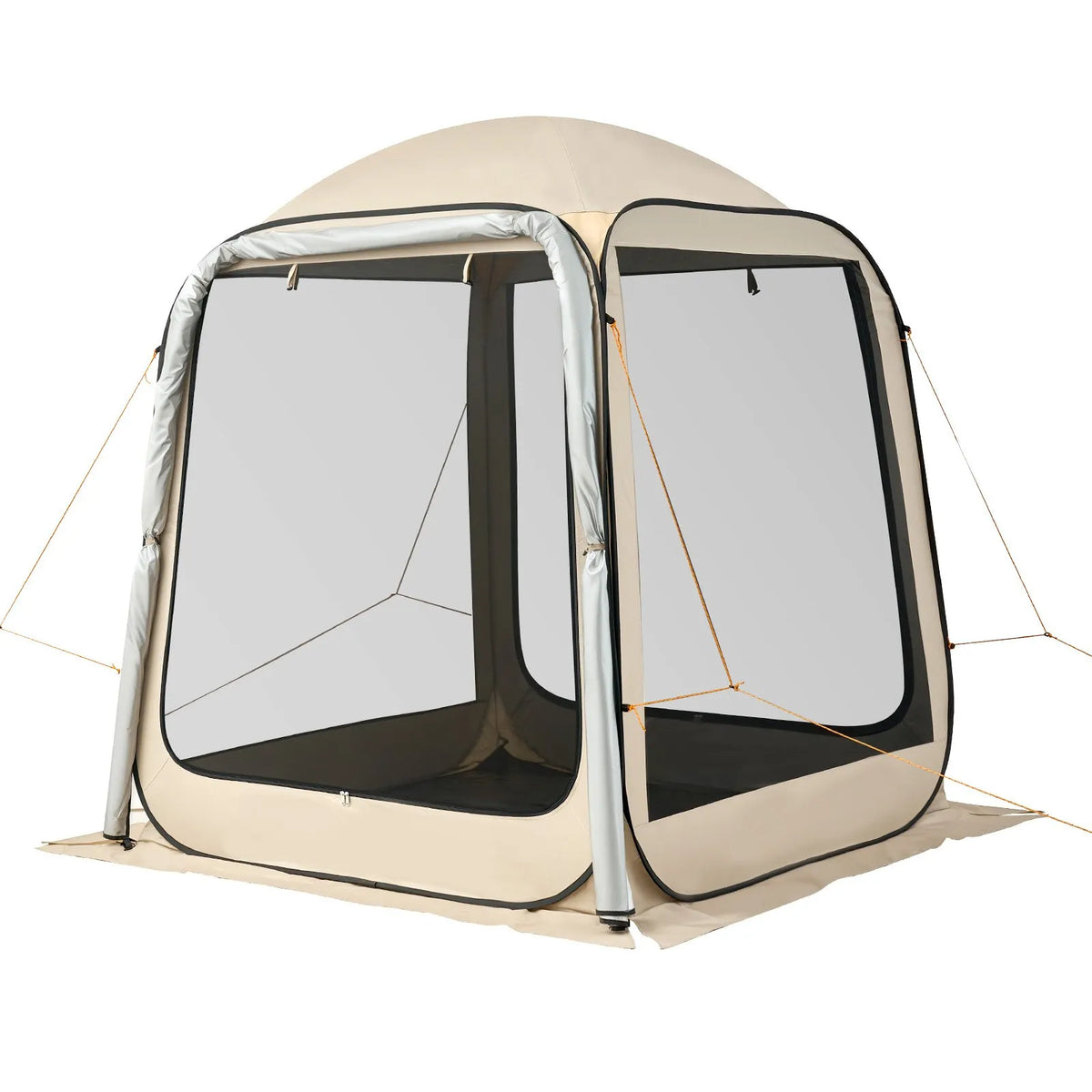 VEVOR sietveida lapene-telts SUV aizmugures durvīm, 183 × 183 × 220 cm, uznirstoša telts 4-6 personām, pārnēsājama nojume ar sieta sāniem un pārnēsāšanas somu, piemērota auto kempingam, dārzam un āra aktivitātēm, bēša