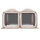 VEVOR sietveida lapene-telts, 366 × 183 × 220 cm, 2-in-1 uznirstoša siettelts, pārnēsājama nojume ar sieta sāniem, zemes mietiņiem un pārnēsāšanas somu, piemērota dārzam, terasei un āra aktivitātēm, bēša