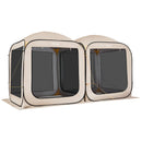 VEVOR sietveida lapene-telts, 366 × 183 × 220 cm, 2-in-1 uznirstoša siettelts, pārnēsājama nojume ar sieta sāniem, zemes mietiņiem un pārnēsāšanas somu, piemērota dārzam, terasei un āra aktivitātēm, bēša