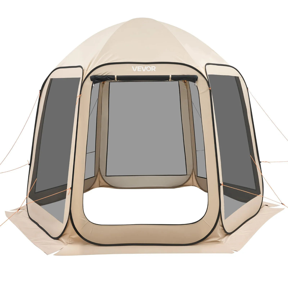 VEVOR Mesh Pop-Up Tent, 303 × 265 × 230 cm, Instant Screen Tent for 4–8 People, Portable Canopy with Mesh Sides, Ground Stakes and Carry Bag, Suitable for Garden, Patio and Outdoor Activities, Beige