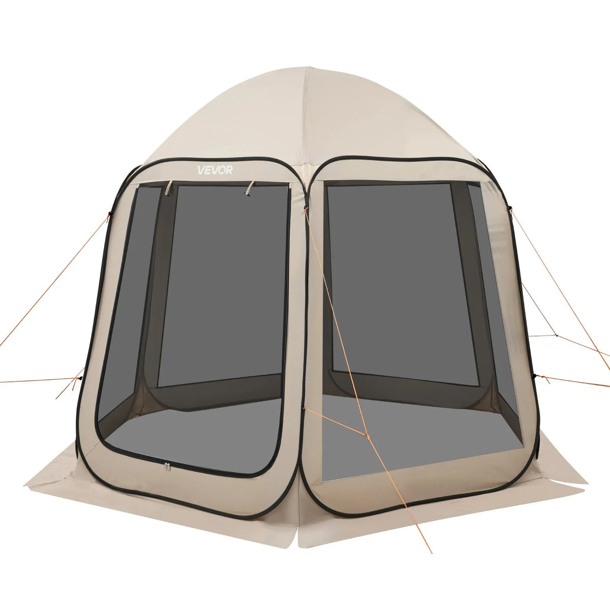 VEVOR Mesh Pop-Up Tent, 303 × 265 × 230 cm, Instant Screen Tent for 4–8 People, Portable Canopy with Mesh Sides, Ground Stakes and Carry Bag, Suitable for Garden, Patio and Outdoor Activities, Beige