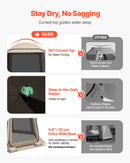 VEVOR sietveida lapene-telts, 303 × 265 × 230 cm, uznirstoša siettelts 4–8 personām, pārnēsājama nojume ar sieta sāniem, zemes mietiņiem un pārnēsāšanas somu, piemērota dārzam, terasei un āra aktivitātēm, bēša