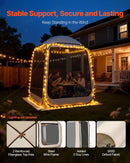 VEVOR sietveida lapene-telts, 183 × 183 × 220 cm, uznirstoša siettelts 4–6 personām, pārnēsājama nojume ar sieta sāniem, zemes mietiņiem un pārnēsāšanas somu, piemērota dārzam, terasei un āra aktivitātēm, bēša