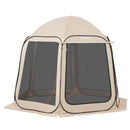 VEVOR sietveida lapene-telts, 303 × 265 × 230 cm, uznirstoša ekrāna telts 4–8 personām ar pagarinātu nojumīti, pārnēsājama nojume ar sieta sāniem un pārnēsāšanas somu, piemērota terasei un āra aktivitātēm, bēša