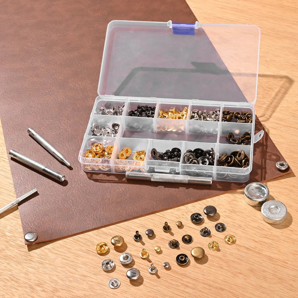 VEVOR Leather Working Tool Set, 61 Pieces, with Portable Canvas Storage Bag, Engraving, Punching, Stitching, Stamping and Sanding Tools for Beginners, DIY Enthusiasts and Professionals