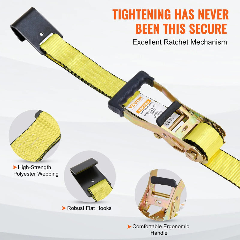 Sprūdrata kravas nostiprināšanas siksnu komplekts, 10 gab., 4 536 kg pārrāvuma izturība, 50,8 mm x 9 m smagās slodzes siksnas ar atsperu stiprinājumiem kravu, sadzīves tehnikas un motociklu drošai nostiprināšanai