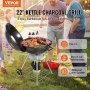 VEVOR 56 cm apaļais oglekļa grils – pārnēsājams BBQ grils āra barbekjū un gatavošanai