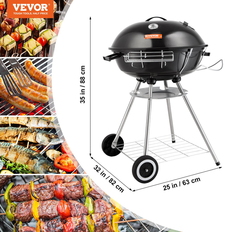 VEVOR 56 cm apaļais oglekļa grils – pārnēsājams BBQ grils āra barbekjū un gatavošanai