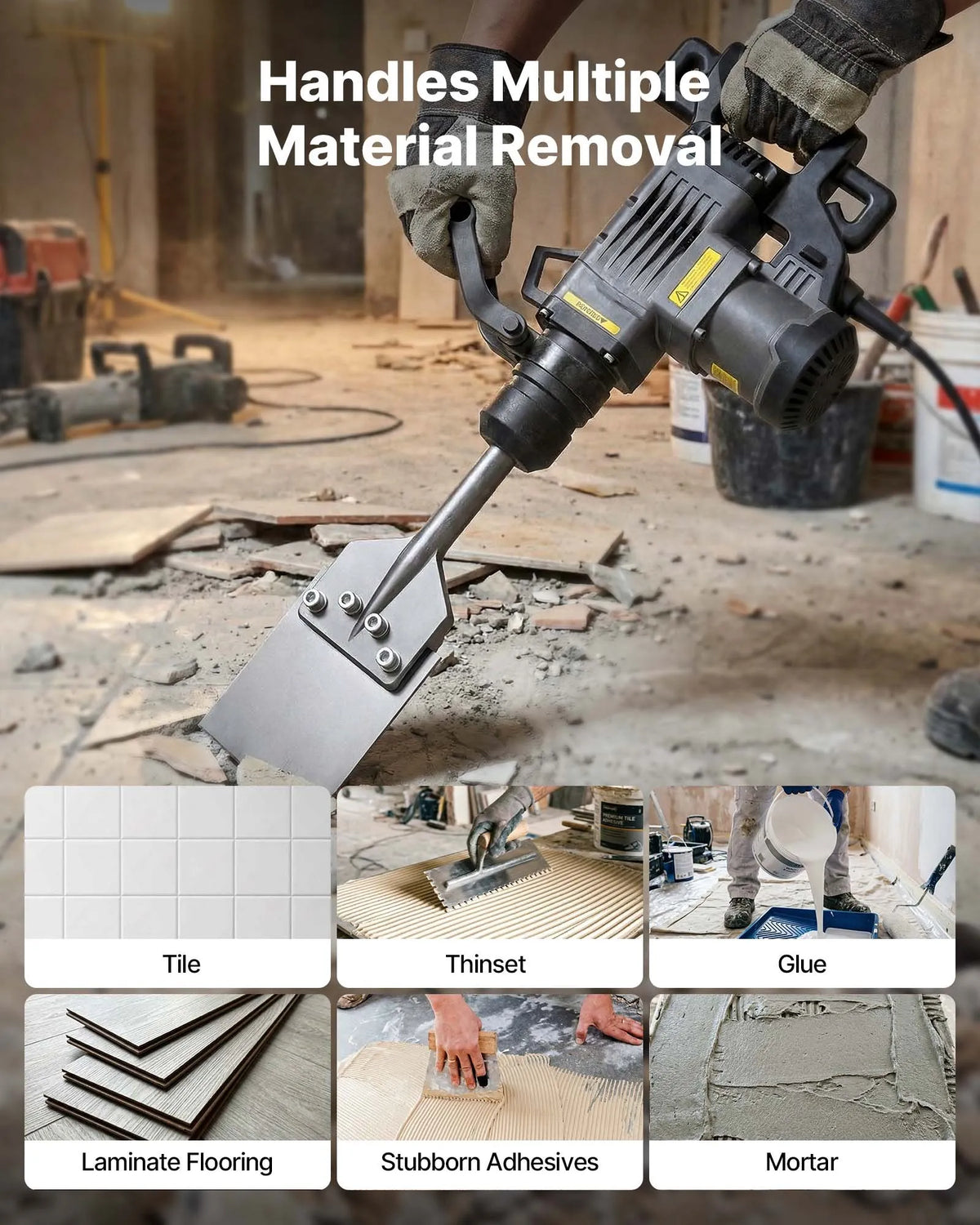 VEVOR SDS Max grīdas skrāpis 630 × 150 mm, kalta uzgalis ar SDS Max kātu, perforatoriem, termiski apstrādāts 40Cr leģētais tērauds lamināta, flīžu un javas noņemšanai