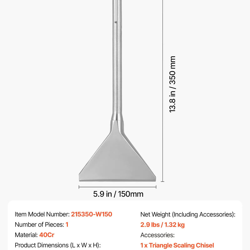 VEVOR SDS Max platais kalts 350 × 150 mm, 40Cr leģētā tērauda kaltgalis ar SDS Max kātu, flīžu, lamināta un javas noņemšanai
