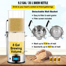 VEVOR elektriskā alus brūvēšanas sistēma, 30 L, 100–2500W, 25–100°C, ar auto/manuālo režīmu, taimeri, cirkulācijas sūkni un receptes atmiņu, 220V