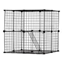 VEVOR liels divlīmeņu kaķu būris 71 x 71 x 71 cm metāla režģa voljērs ar kāpnēm