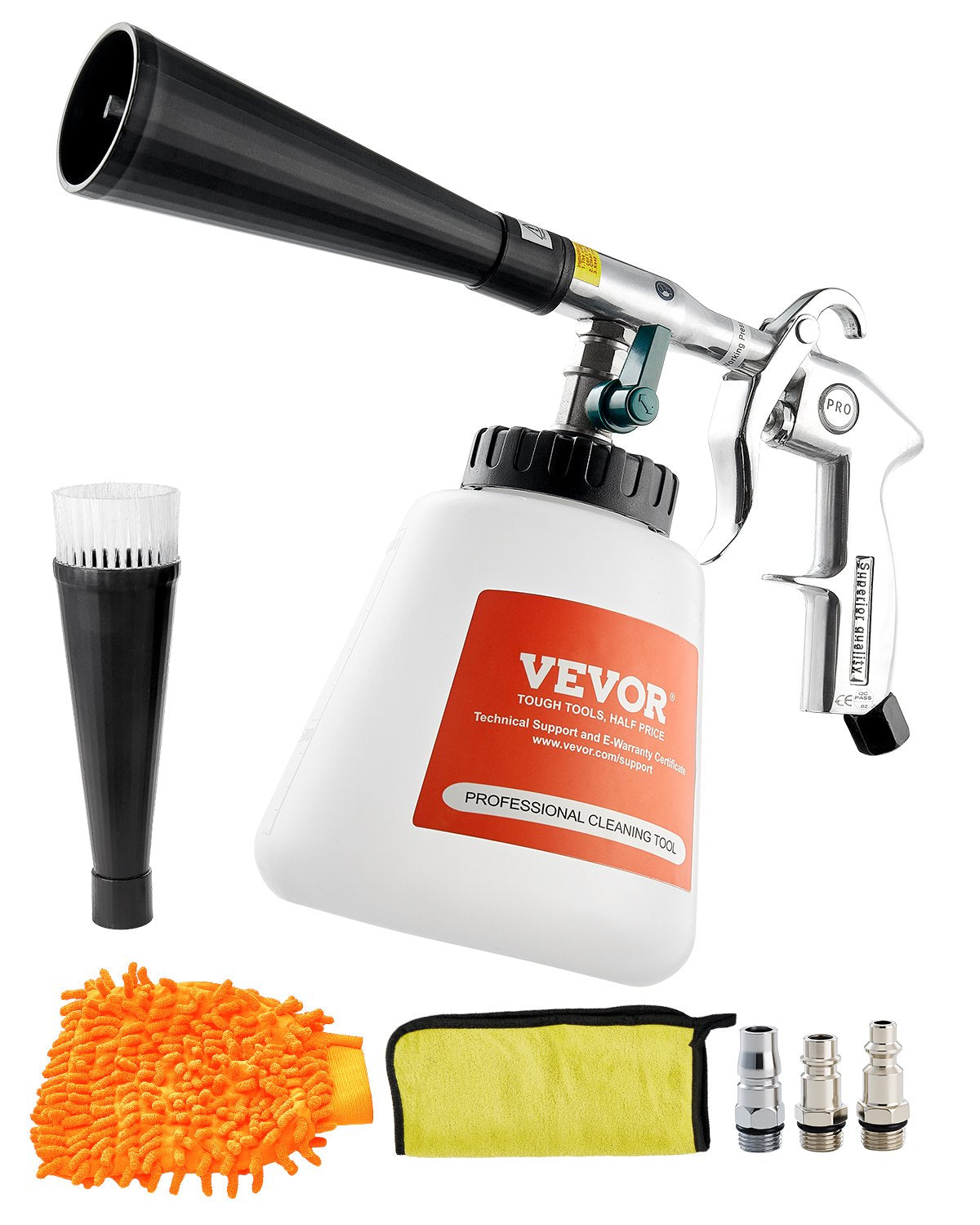 VEVOR High-Pressure Car Washing Gun, 6–9.2 bar, with 2 Nozzles, 1 l Fluid Tank and 1/4 NPT Connection