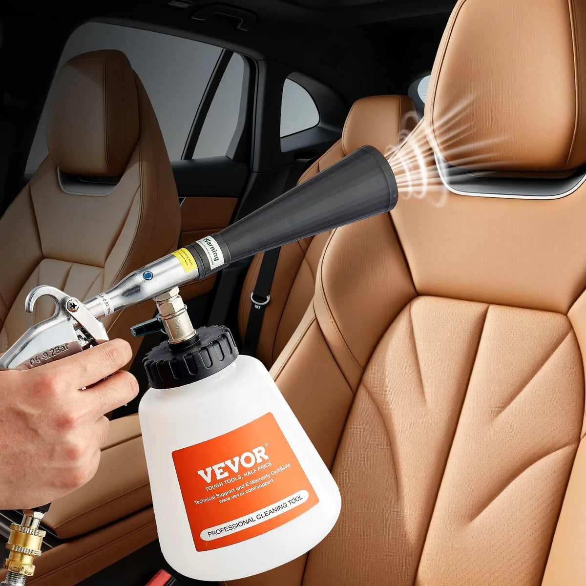 VEVOR High-Pressure Car Washing Gun, 6–9.2 bar, with 2 Nozzles, 1 l Fluid Tank and 1/4 NPT Connection