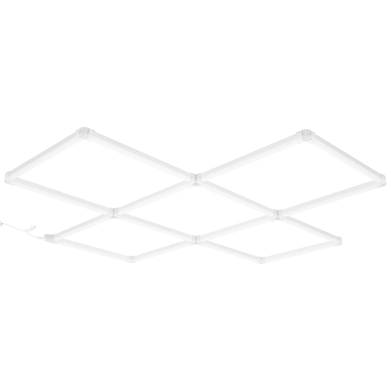 LED garāžas griestu gaismekļi, 22 000 lm, 6500 K, 5 moduļu kvadrātveida sistēma, īpaši spilgts auksti balts apgaismojums darbnīcām, pagrabam, noliktavām, auto kopšanas un detaļu darbnīcām