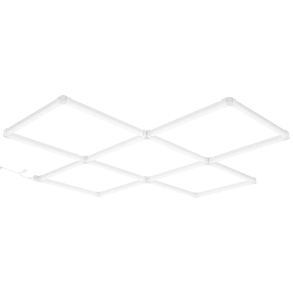 LED garāžas griestu gaismekļi, 22 000 lm, 6500 K, 5 moduļu kvadrātveida sistēma, īpaši spilgts auksti balts apgaismojums darbnīcām, pagrabam, noliktavām, auto kopšanas un detaļu darbnīcām