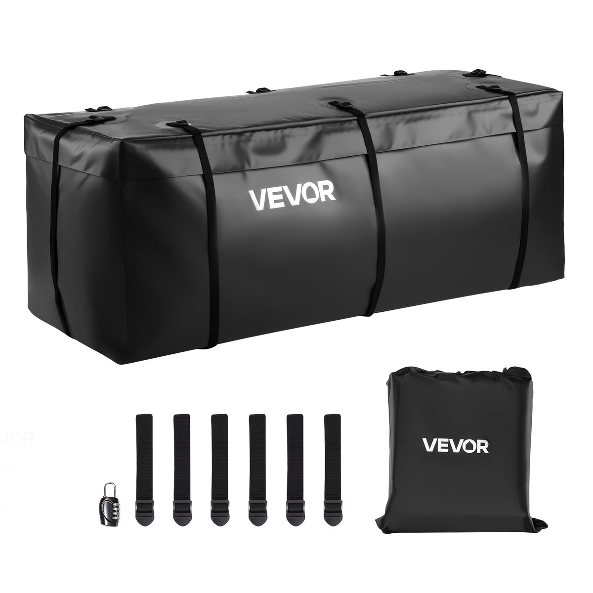 VEVOR piekabes bagāžas soma, ūdensizturīgs 840D PVC, 146 x 50 x 60 cm (453 l), izturīga kravas soma ar pastiprinātām siksnām, piemērota auto, SUV un furgonu piekabes bagāžas grozam - ZEMLETES.LV