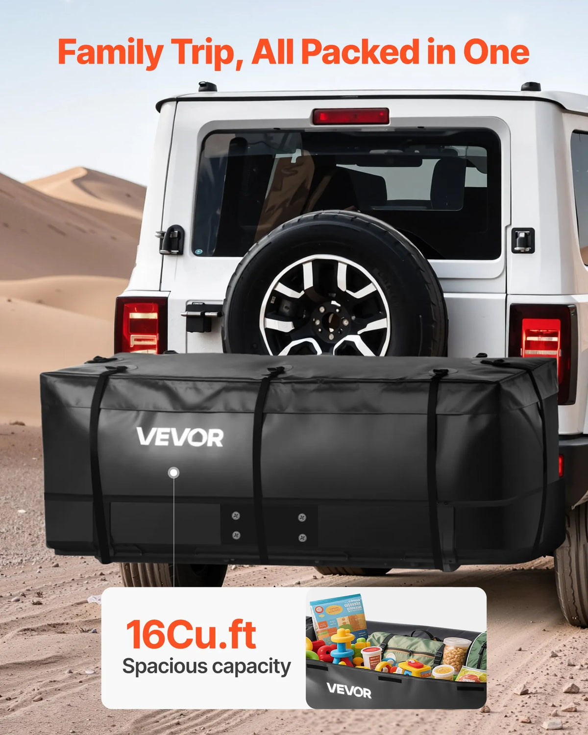 VEVOR piekabes bagāžas soma, ūdensizturīgs 840D PVC, 146 x 50 x 60 cm (453 l), izturīga kravas soma ar pastiprinātām siksnām, piemērota auto, SUV un furgonu piekabes bagāžas grozam - ZEMLETES.LV