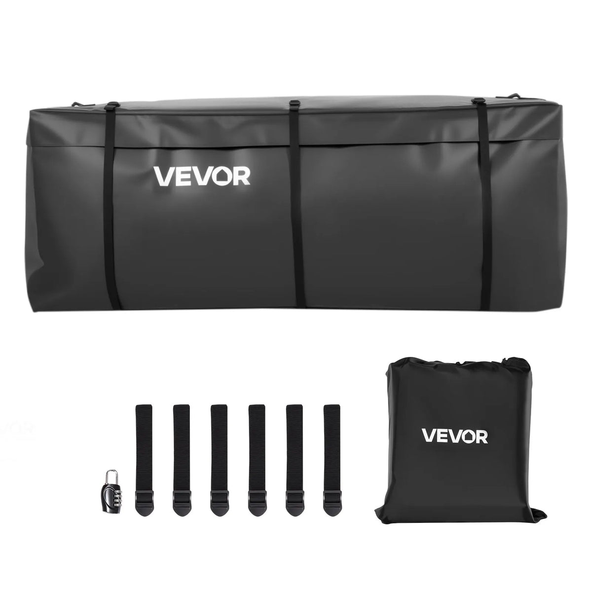 VEVOR piekabes bagāžas soma, ūdensizturīgs 840D PVC, 146 x 50 x 60 cm (453 l), izturīga kravas soma ar pastiprinātām siksnām, piemērota auto, SUV un furgonu piekabes bagāžas grozam - ZEMLETES.LV