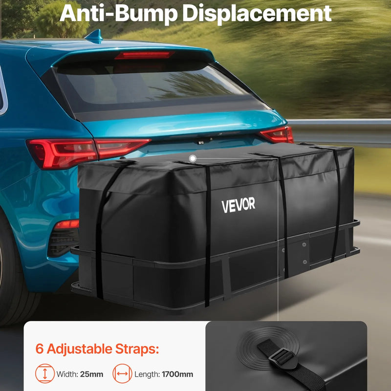 VEVOR piekabes bagāžas soma, ūdensizturīgs 840D PVC, 152 x 61 x 62 cm (566 l), izturīga kravas soma ar 6 pastiprinātām siksnām, piemērota auto un furgonu piekabes bagāžas grozam - ZEMLETES.LV