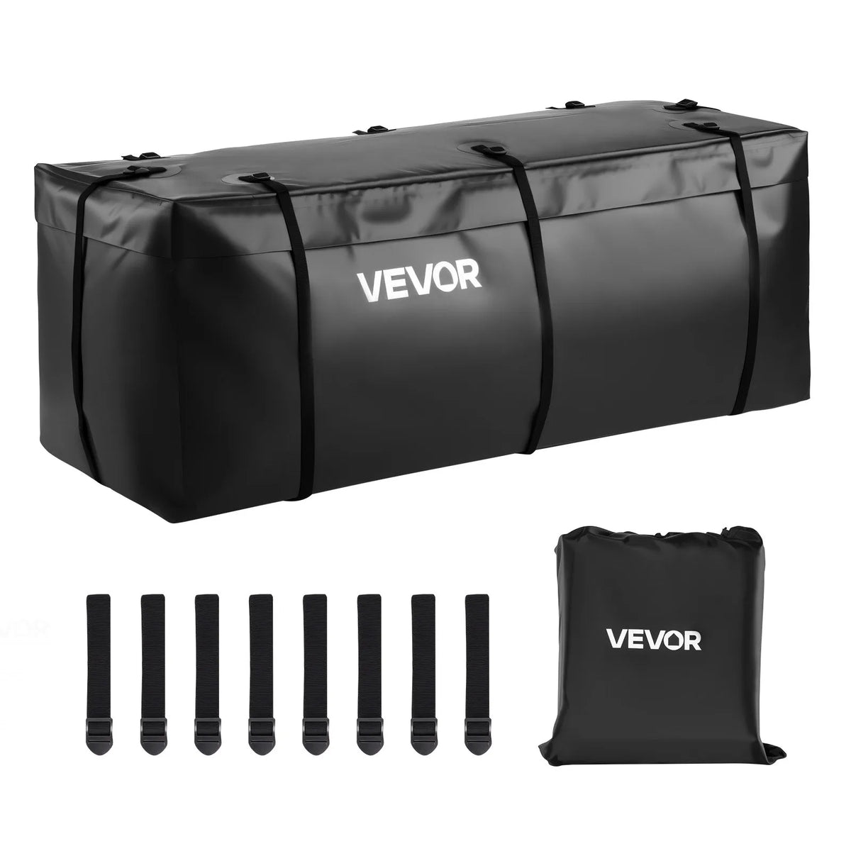 VEVOR piekabes bagāžas soma, ūdensizturīgs 840D PVC, 152 x 61 x 61 cm (566 l), izturīga kravas soma ar 8 pastiprinātām siksnām, piemērota auto un furgonu piekabes bagāžas grozam - ZEMLETES.LV