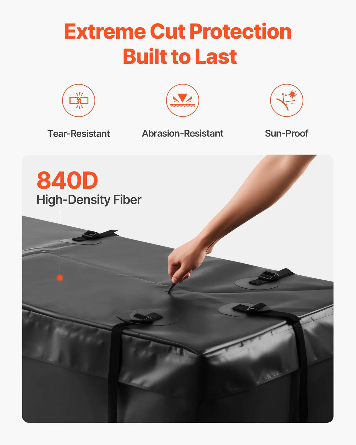 VEVOR piekabes bagāžas soma, ūdensizturīgs 840D PVC, 152 x 61 x 61 cm (566 l), izturīga kravas soma ar 8 pastiprinātām siksnām, piemērota auto un furgonu piekabes bagāžas grozam - ZEMLETES.LV