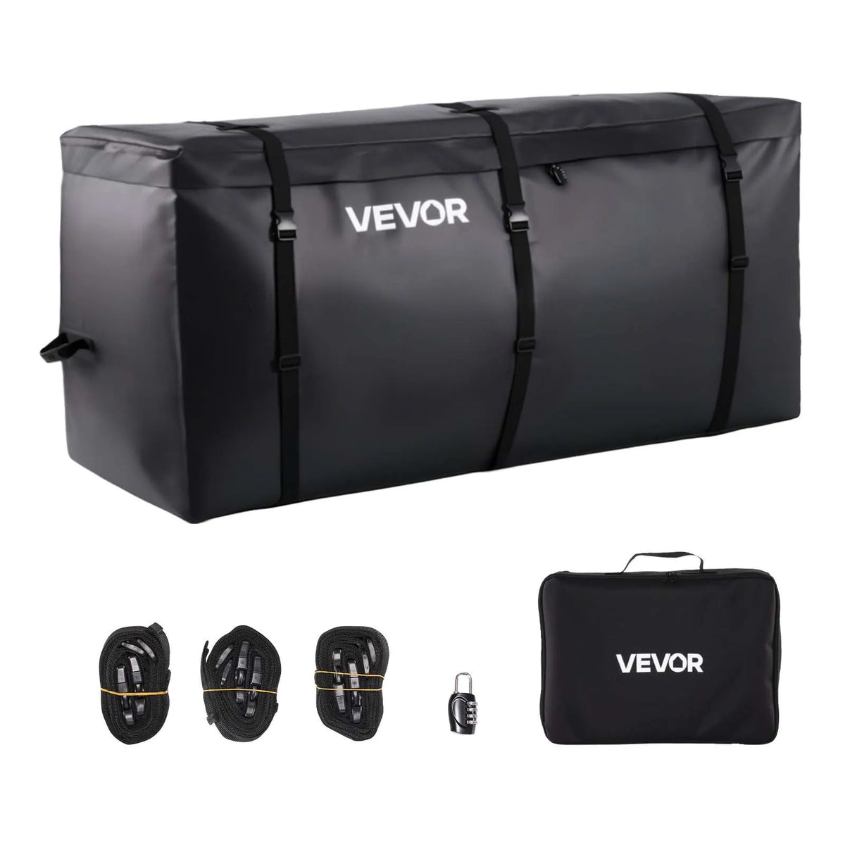 VEVOR piekabes bagāžas soma, ūdensizturīgs 840D PVC, 152 x 61 x 78 cm (708 l), izturīga kravas soma ar pastiprinātām siksnām, piemērota auto, SUV un furgonu piekabes bagāžas grozam - ZEMLETES.LV