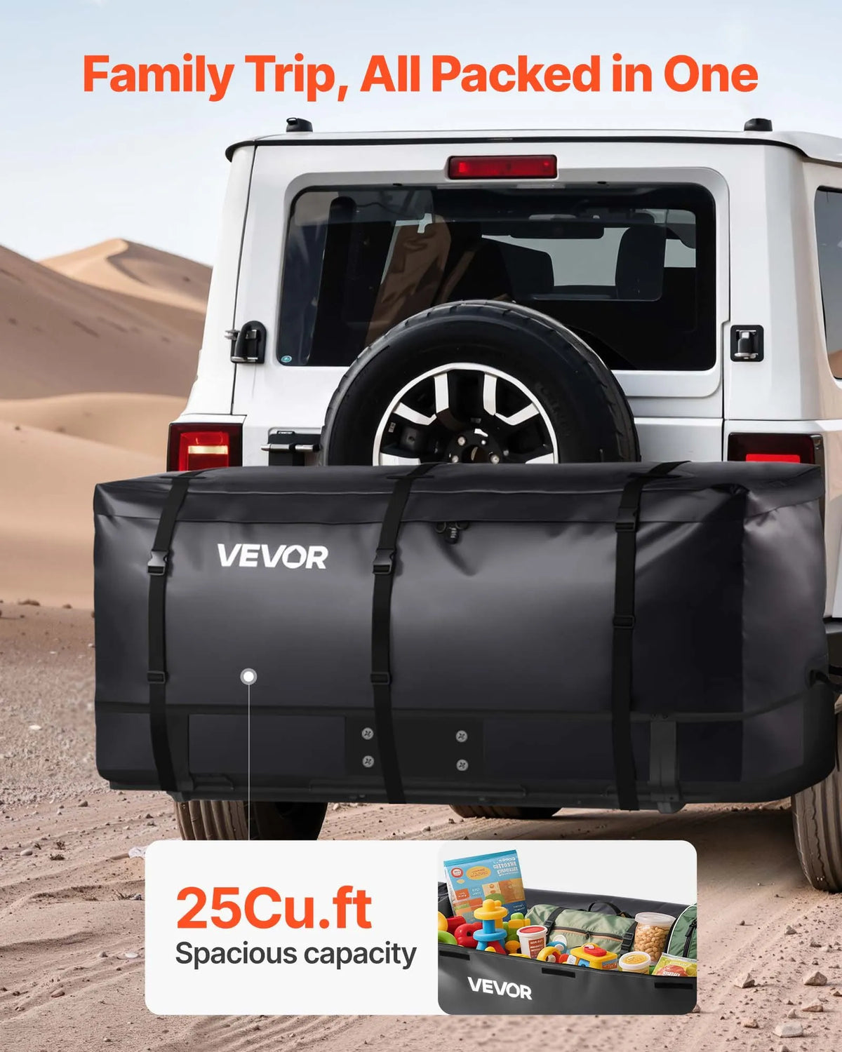 VEVOR piekabes bagāžas soma, ūdensizturīgs 840D PVC, 152 x 61 x 78 cm (708 l), izturīga kravas soma ar pastiprinātām siksnām, piemērota auto, SUV un furgonu piekabes bagāžas grozam - ZEMLETES.LV