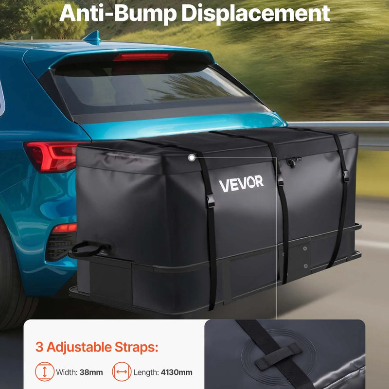 VEVOR piekabes bagāžas soma, ūdensizturīgs 840D PVC, 152 x 61 x 78 cm (708 l), izturīga kravas soma ar pastiprinātām siksnām, piemērota auto, SUV un furgonu piekabes bagāžas grozam - ZEMLETES.LV