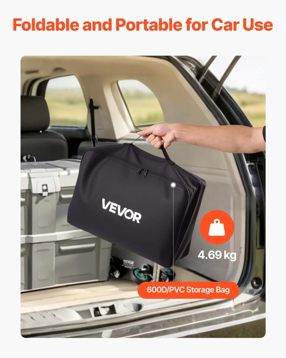 VEVOR piekabes bagāžas soma, ūdensizturīgs 840D PVC, 152 x 61 x 78 cm (708 l), izturīga kravas soma ar pastiprinātām siksnām, piemērota auto, SUV un furgonu piekabes bagāžas grozam - ZEMLETES.LV