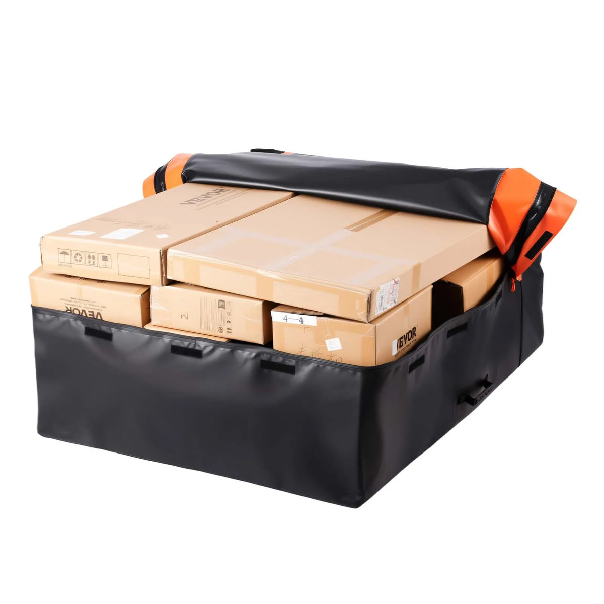 VEVOR kravas kastes bagāžas soma, ūdensizturīgs 840D PVC, 130 x 102 x 55 cm (736 l), izturīga kravas soma ar 4 elastīgām stiprinājuma auklām ar āķiem, piemērota SUV un pikapiem - ZEMLETES.LV