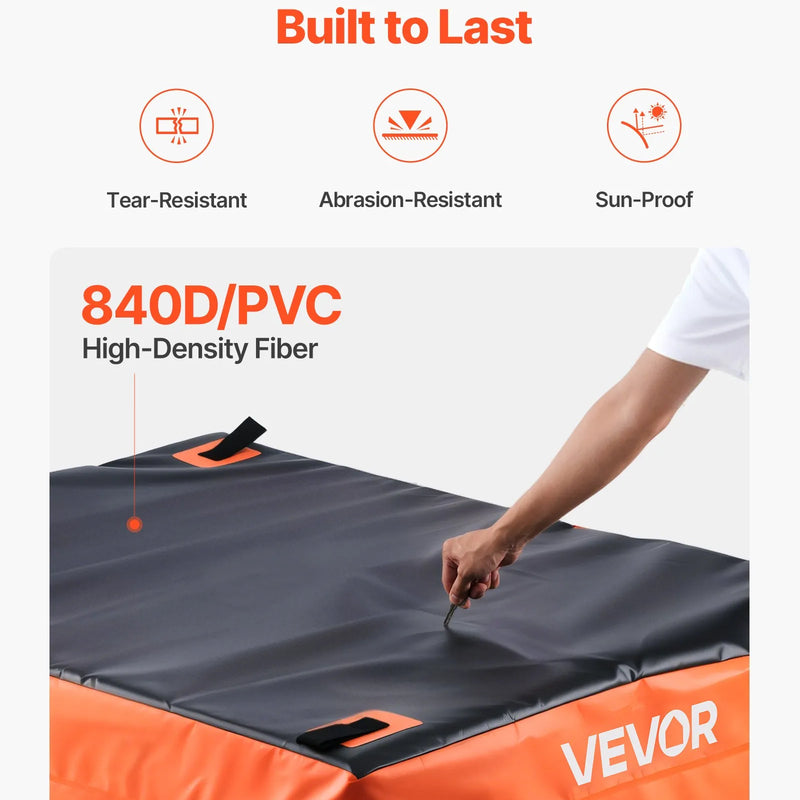 VEVOR kravas kastes bagāžas soma, ūdensizturīgs 840D PVC, 130 x 102 x 55 cm (736 l), izturīga kravas soma ar 4 elastīgām stiprinājuma auklām ar āķiem, piemērota SUV un pikapiem - ZEMLETES.LV