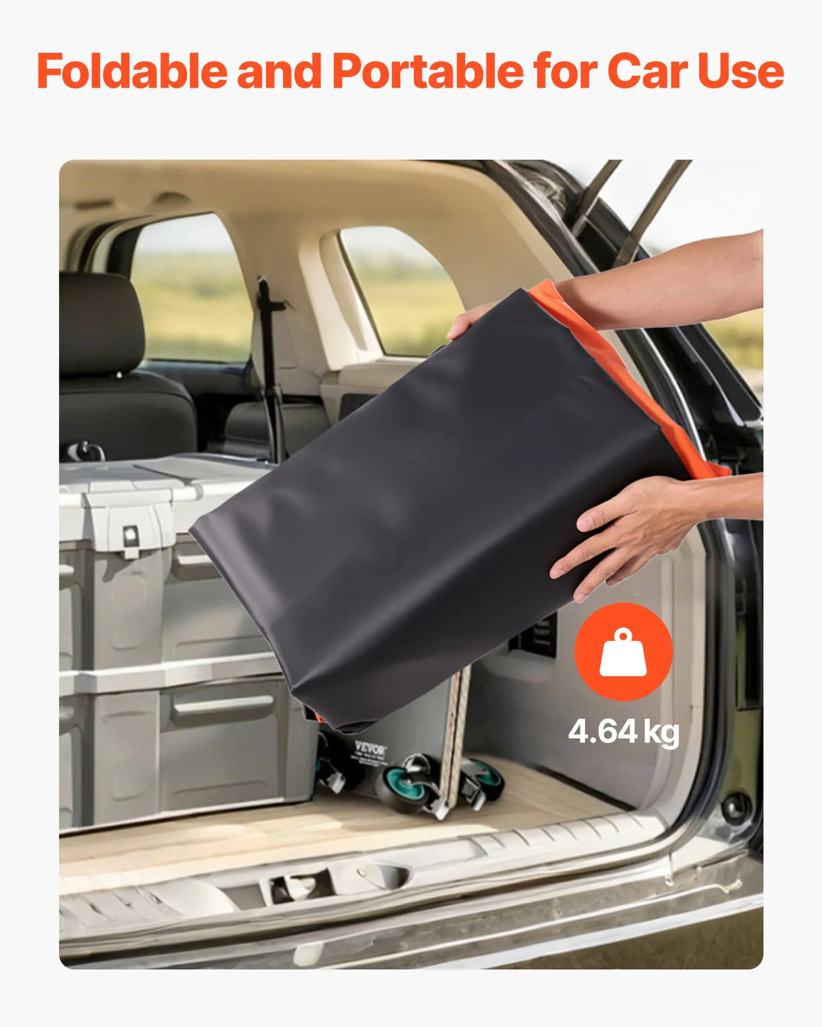 VEVOR kravas kastes bagāžas soma, ūdensizturīgs 840D PVC, 130 x 102 x 55 cm (736 l), izturīga kravas soma ar 4 elastīgām stiprinājuma auklām ar āķiem, piemērota SUV un pikapiem - ZEMLETES.LV