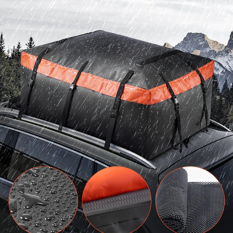 VEVOR auto jumta bagāžas soma 23 kubikpēdas (~651 l), izturīga 840D PVC 100% ūdensizturīga jumta kravas soma visiem auto ar vai bez jumta reliņiem, ar slēdzeni, pretslīdes paklāju un 6 durvju āķiem - ZEMLETES.LV