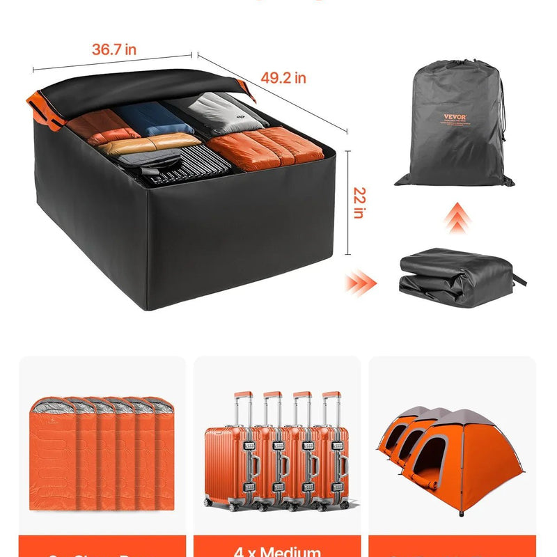 VEVOR auto jumta bagāžas soma 23 kubikpēdas (~651 l), izturīga 840D PVC 100% ūdensizturīga jumta kravas soma visiem auto ar vai bez jumta reliņiem, ar slēdzeni, pretslīdes paklāju un 6 durvju āķiem - ZEMLETES.LV