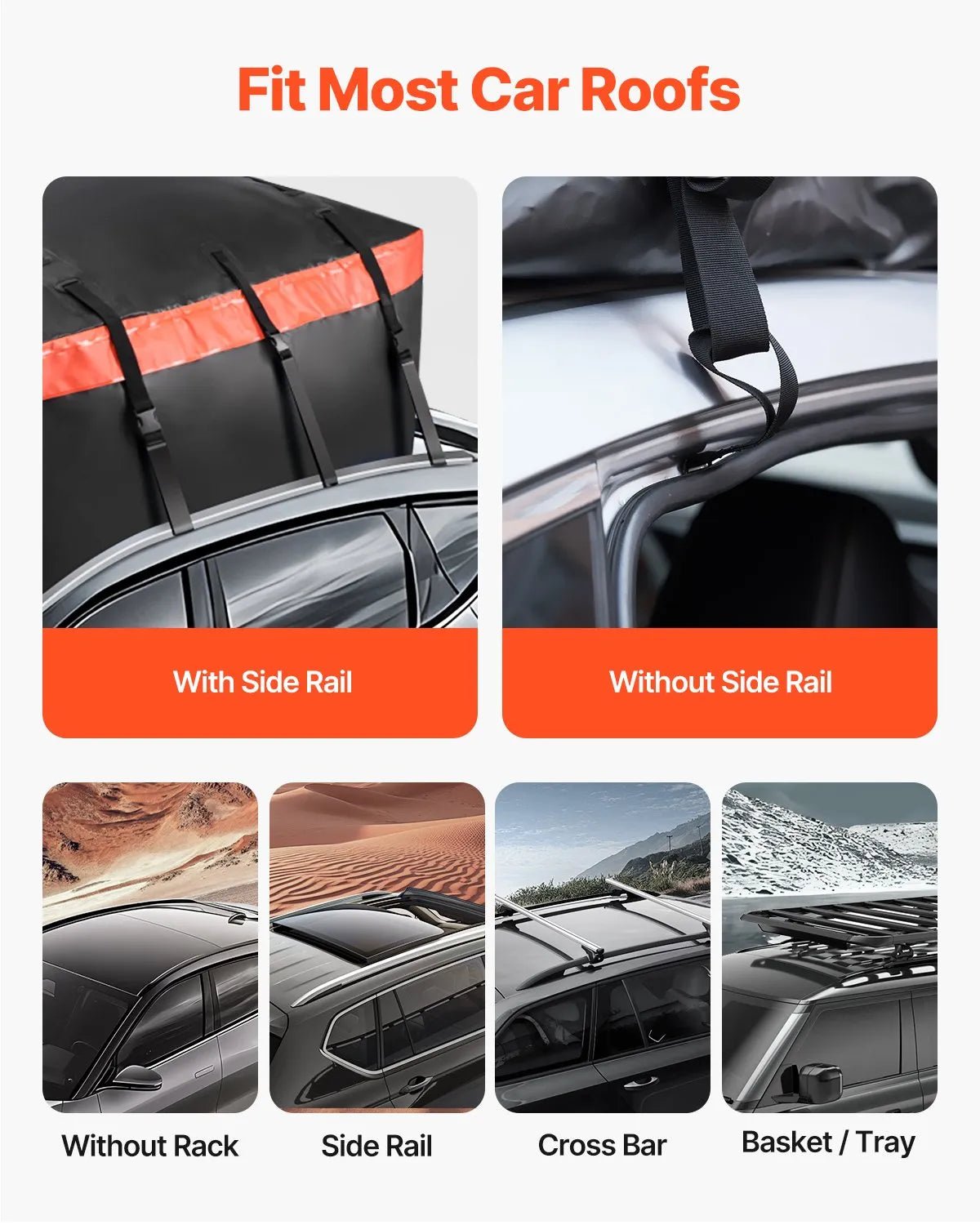 VEVOR auto jumta bagāžas soma 23 kubikpēdas (~651 l), izturīga 840D PVC 100% ūdensizturīga jumta kravas soma visiem auto ar vai bez jumta reliņiem, ar slēdzeni, pretslīdes paklāju un 6 durvju āķiem - ZEMLETES.LV