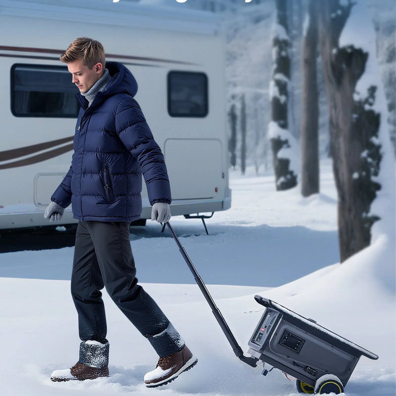 VEVOR portatīvais dīzeļsildītājs 8 kW, DC 12V/24V ar Bluetooth lietotni, tālvadības pulti un LCD ekrānu, integrētā konstrukcija ar ratiņu dizainu un 5 L degvielas tvertni kravas auto, furgoniem, kemperiem un treileriem