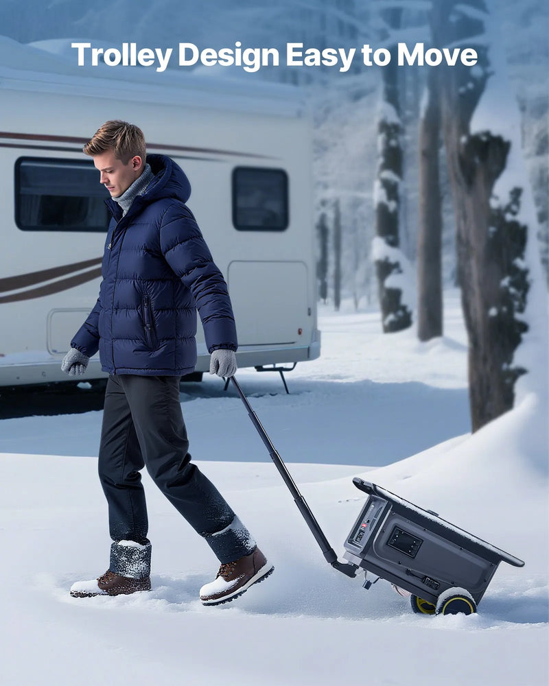 VEVOR portatīvais dīzeļsildītājs 8 kW, DC 12V/24V ar Bluetooth lietotni, tālvadības pulti un LCD ekrānu, integrētā konstrukcija ar ratiņu dizainu un 5 L degvielas tvertni kravas auto, furgoniem, kemperiem un treileriem