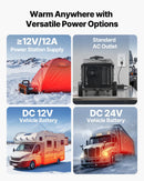 VEVOR portatīvais dīzeļsildītājs 8 kW, DC 12V/24V ar Bluetooth lietotni, tālvadības pulti un LCD ekrānu, integrētā konstrukcija ar ratiņu dizainu un 5 L degvielas tvertni kravas auto, furgoniem, kemperiem un treileriem