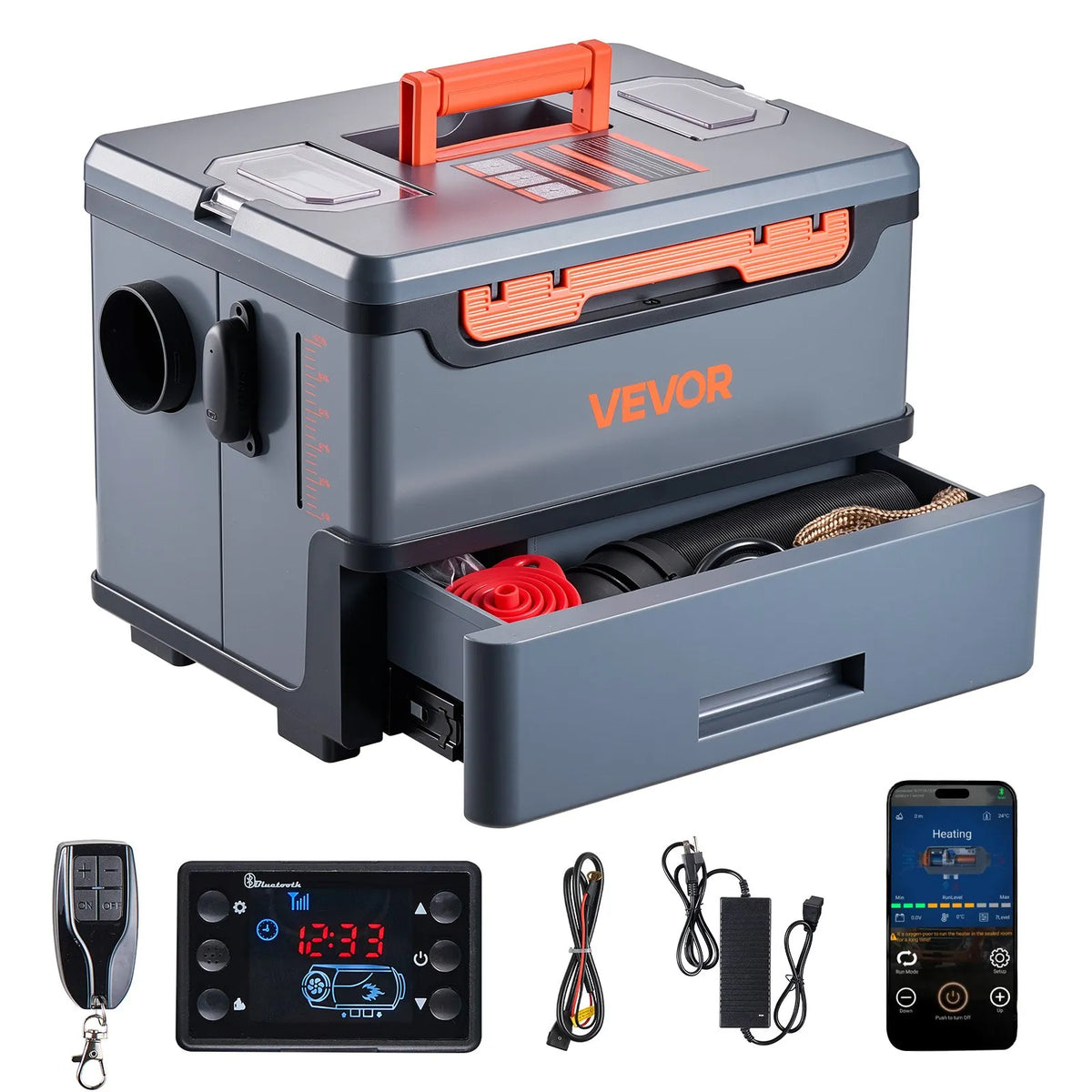 12V/220V 8 kW VEVOR diesel heater all-in-one – Bluetooth, remote control, 5 l tank