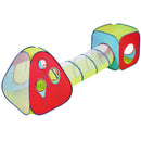 VEVOR 3 vienā bērnu rotaļu telts ar tuneli zēniem, meitenēm, mazuļiem un pirmsskolas vecuma bērniem, salokāma iekštelpu/āra rotaļu mājiņa ar pārnēsāšanas somu un stiprinājuma siksnām, sarkana/dzeltena/zila krāsu kombinācija