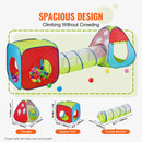 VEVOR 3 vienā bērnu rotaļu telts ar tuneli zēniem, meitenēm, mazuļiem un pirmsskolas vecuma bērniem, salokāma iekštelpu/āra rotaļu mājiņa ar pārnēsāšanas somu un stiprinājuma siksnām, sarkana/dzeltena/zila krāsu kombinācija