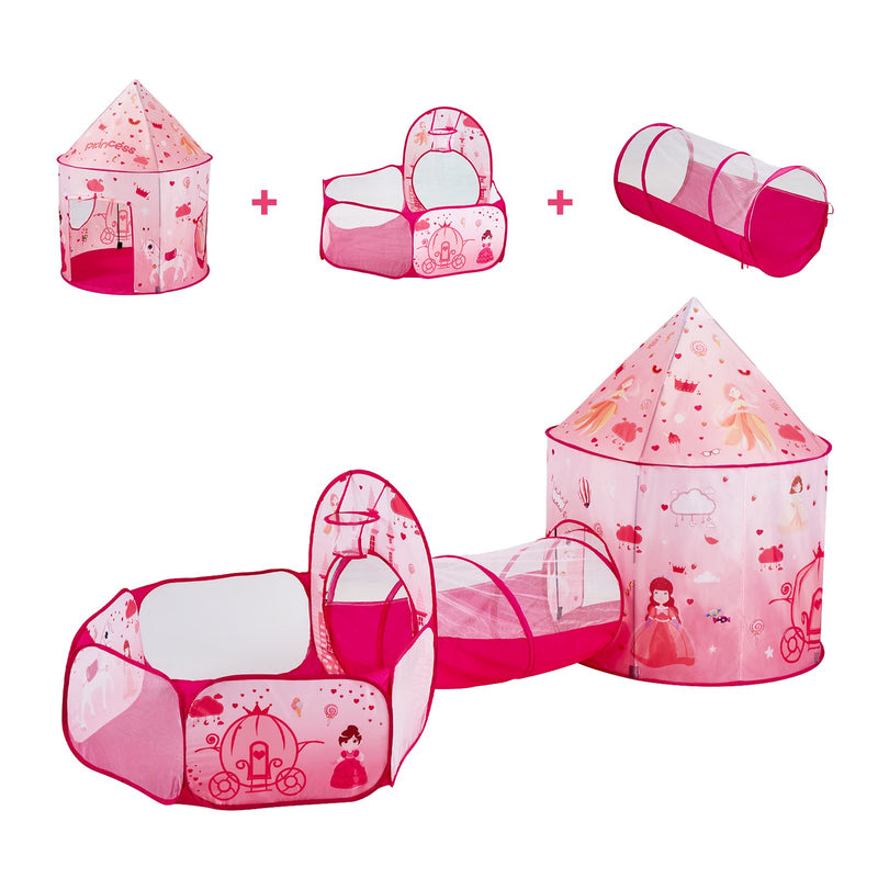 VEVOR 3 in 1 Bērnu Spēļu Telts ar Tuneli Meitenēm, Zēniem, Bērniem un Mazulim, Iekštelpu/Āra Pop-Up Spēļu Māja ar Pārnēsāšanas Somu un Siksnām